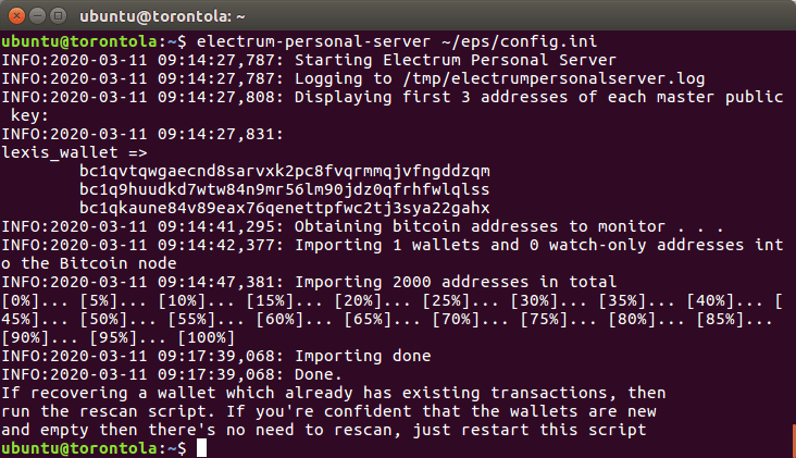 Command line screenshot