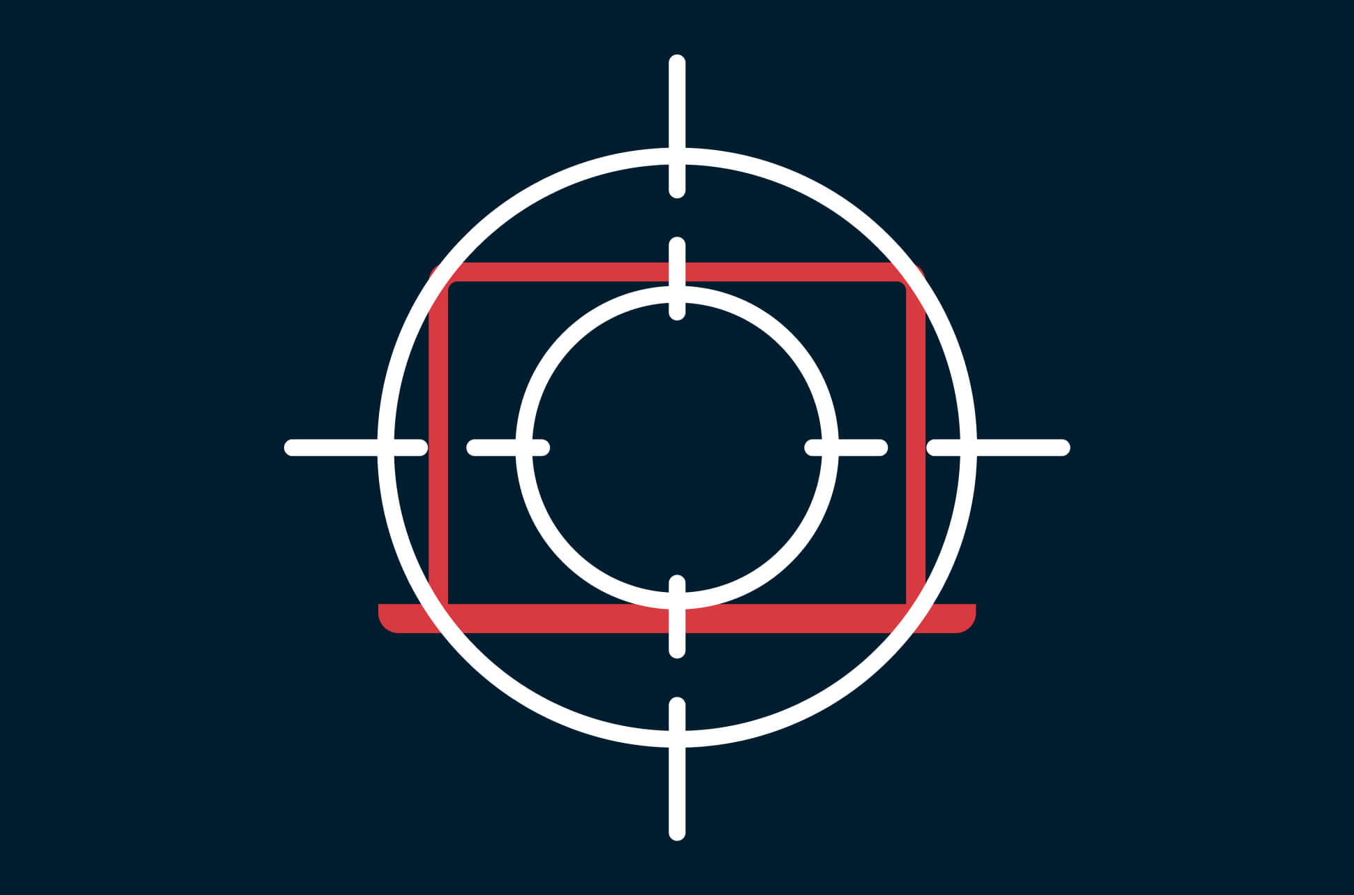 Laptop with crosshairs.