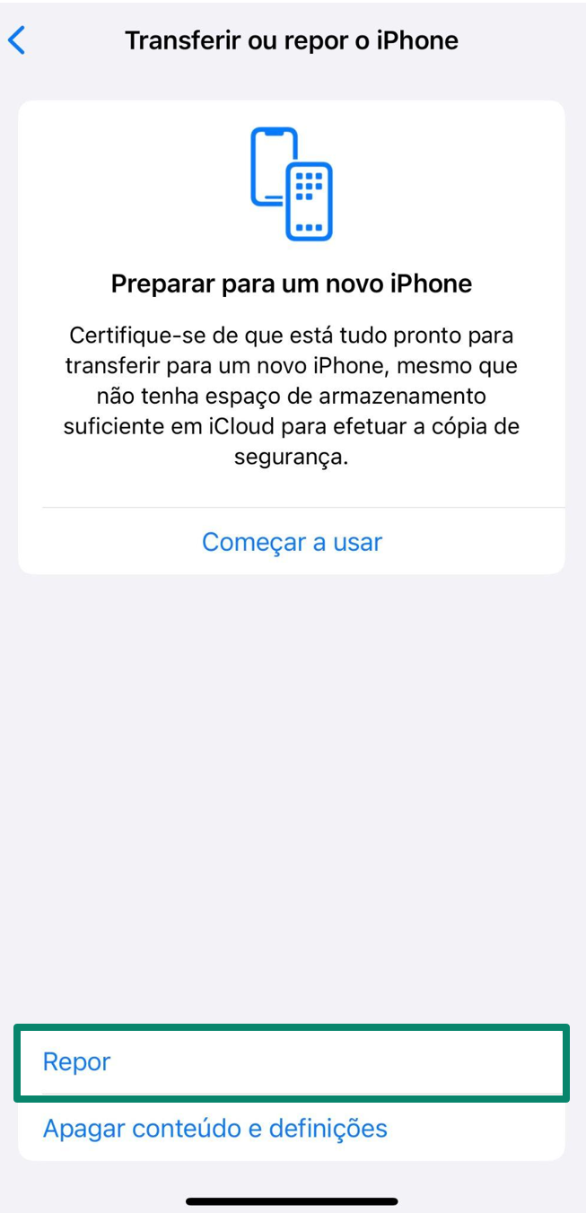 Settings app shows the Transfer or Reset iPhone screen with options to reset or erase all content