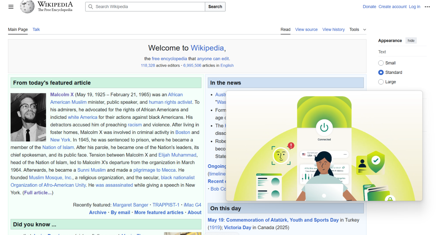 The Picture-in-Picture extension in effect, showing a video overlay, with the video playing while the user browses another tab.
