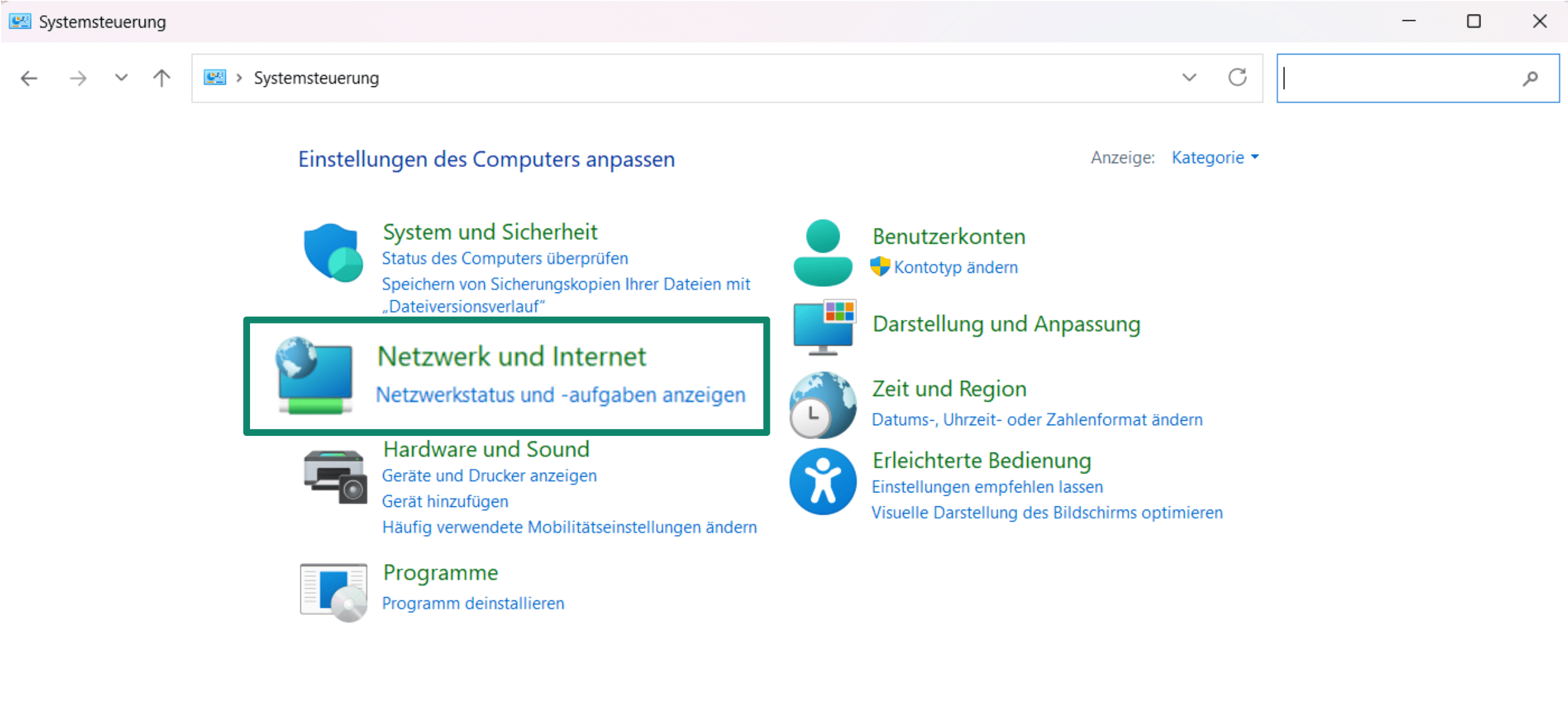 Locate the network settings on your Windows device.