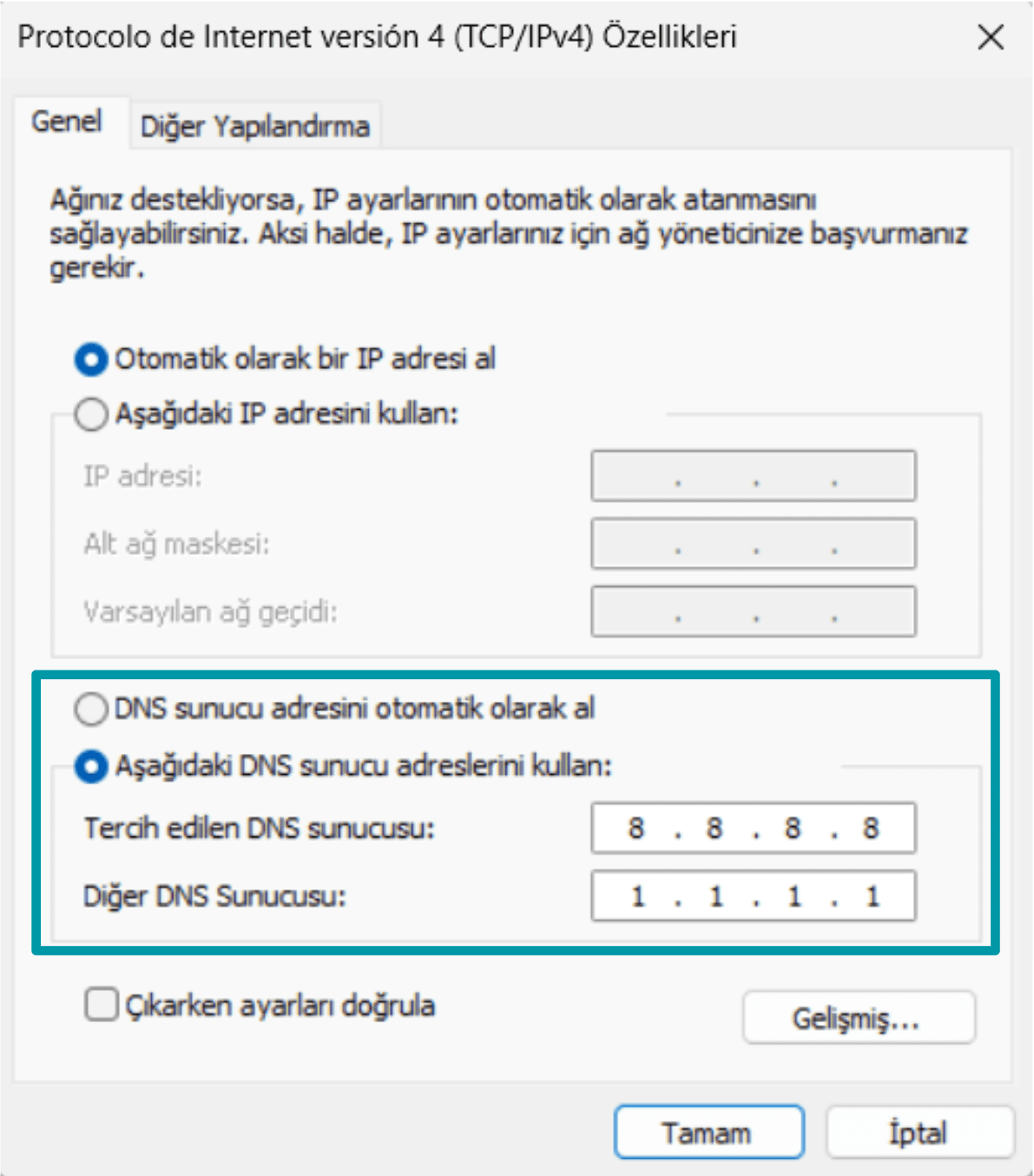 Use The Following Dns Server Addresses Tr