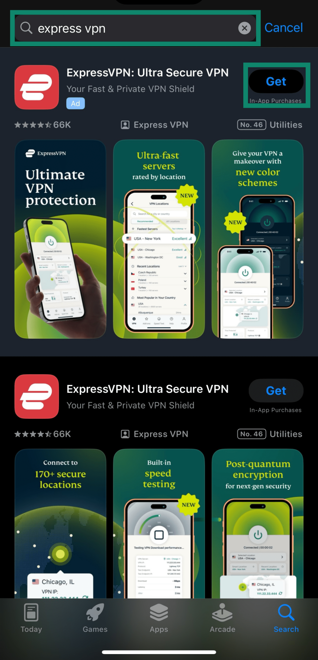 Installing ExpressVPN from Apple App Store