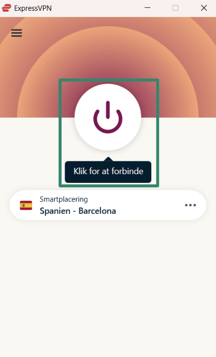 Forbindelse af ExpressVPN på Windows.