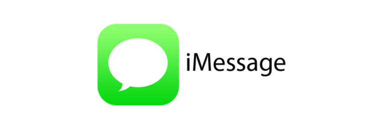 iMessage logo. The green iMessage app icon with a white speech bubble, next to the word ‘iMessage’ in black text.