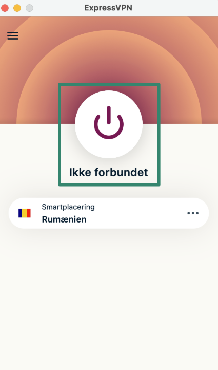 Oprettelse af forbindelse til ExpressVPN på macOS.