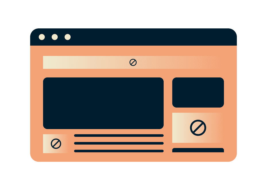 Protezione avanzata ad blocker funzionalità di illustrazione blocco pagine web e siti web