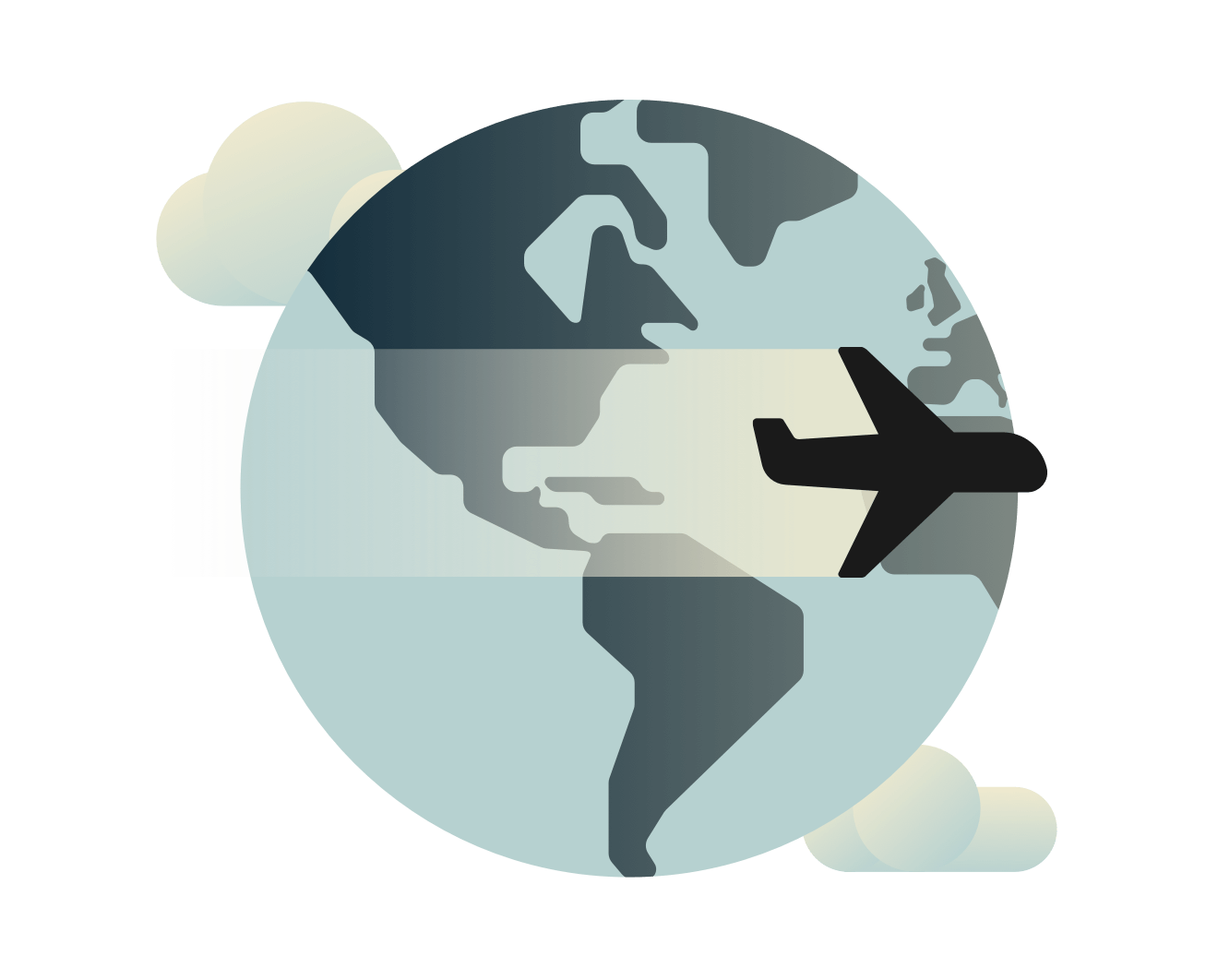 Літак пролітає над планетою.