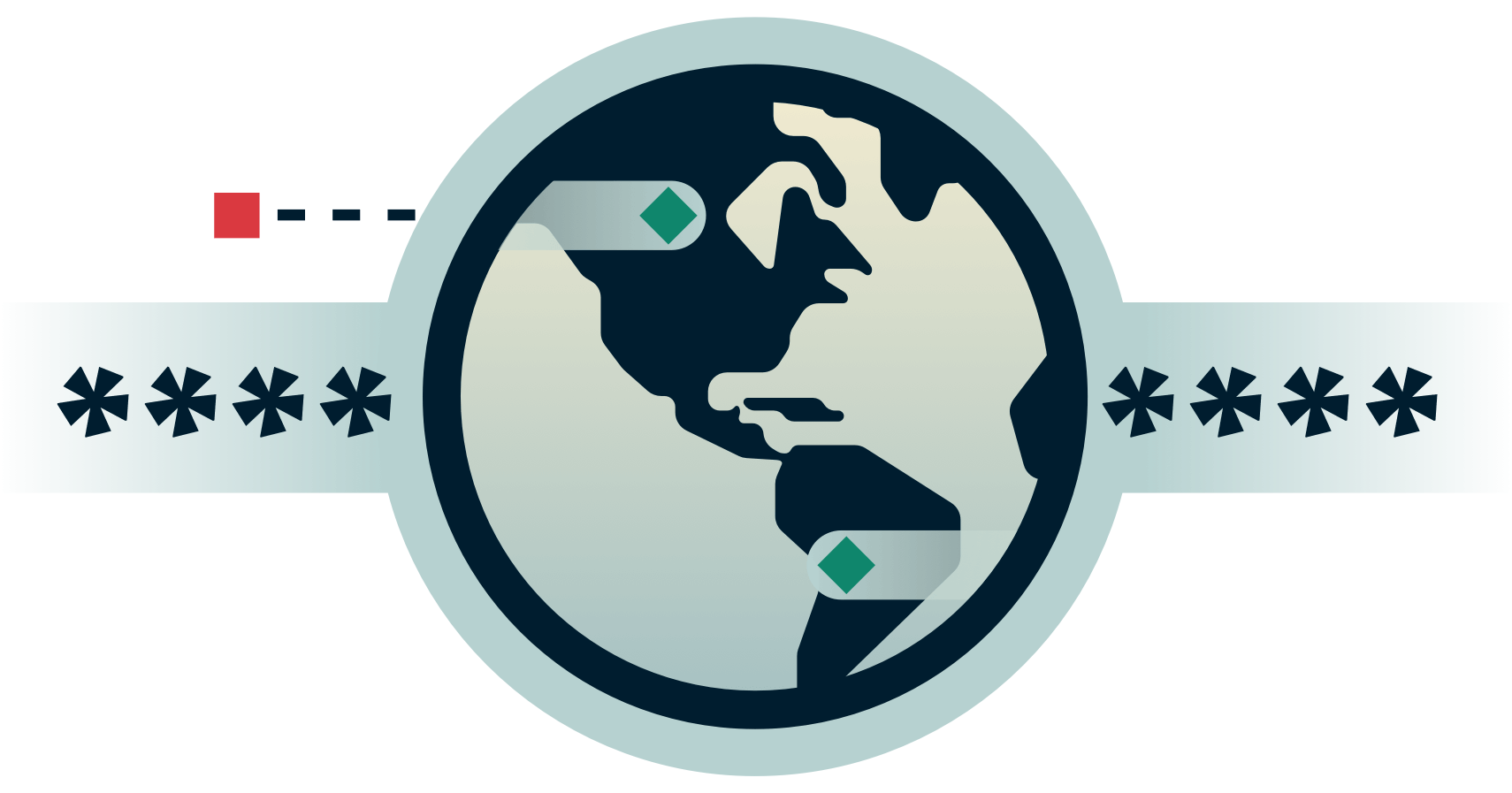 Глобус в зашифрованном туннеле, кто-то пытается проникнуть внутрь.