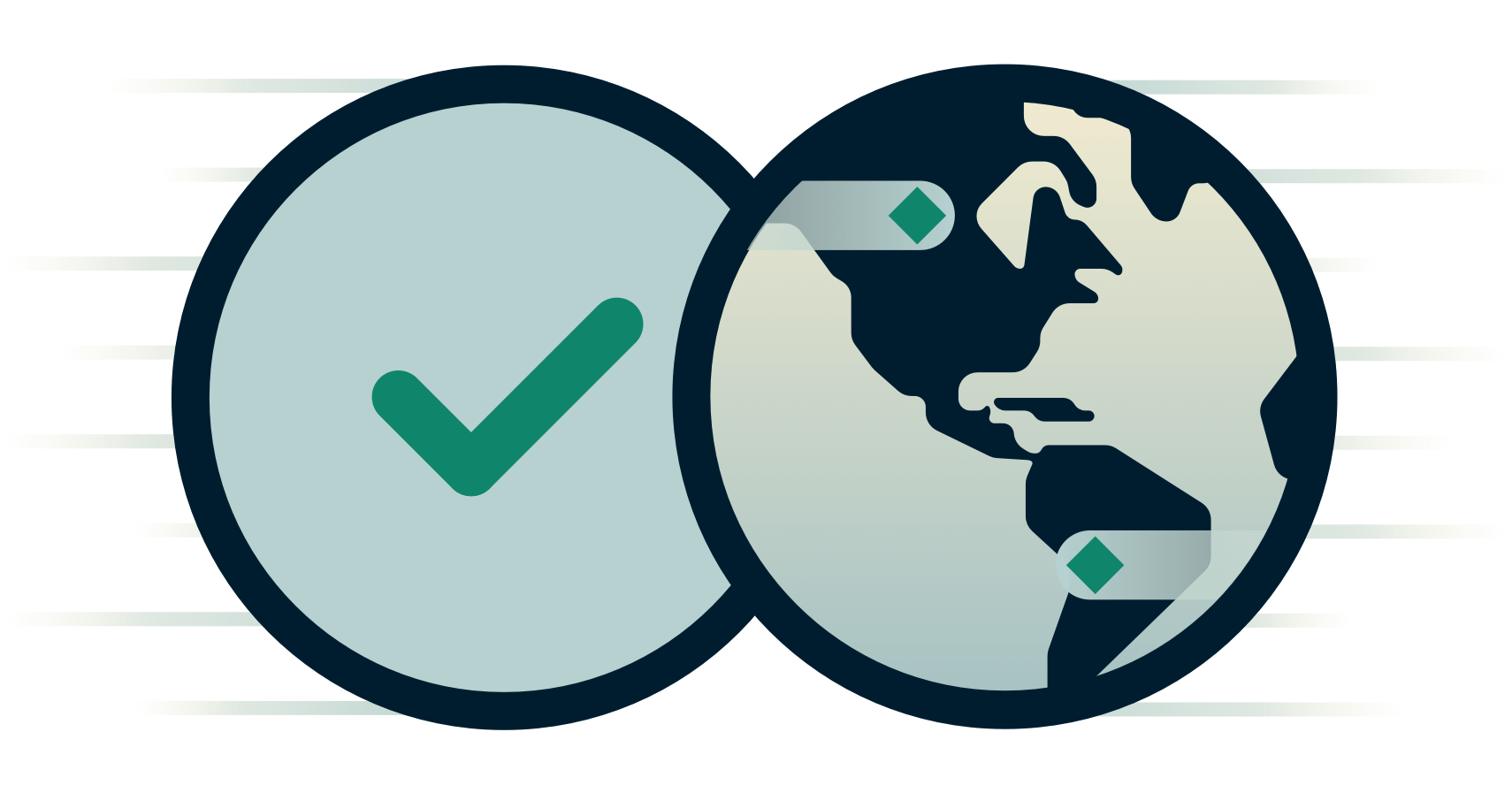 Глобус рядом с галочкой.