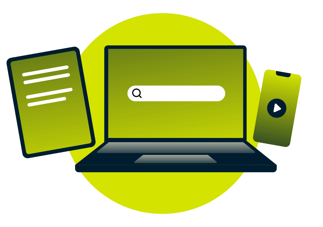 Un computer portatile, un tablet e un telefono.