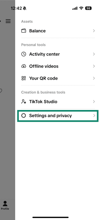 Locate Settings and privacy and open it.