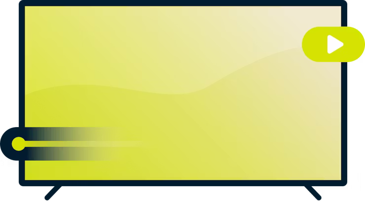 Spela bättre med en VPN: En tv med en förloppsindikator och en spelknapp.