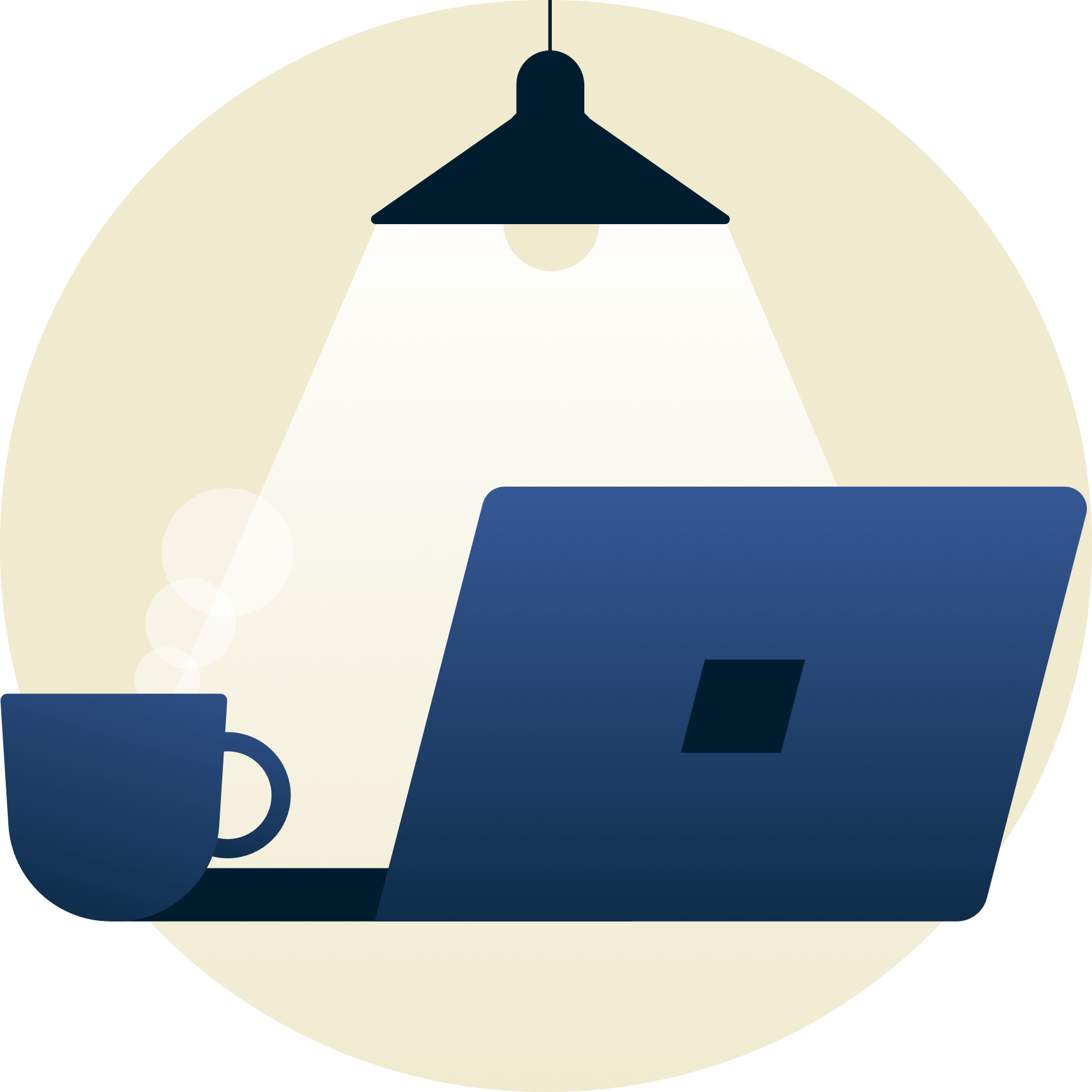 Lampe, der lyser på en bærbar computer, der vender væk fra dig.