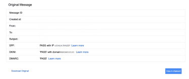 Gmail Original Message tab.