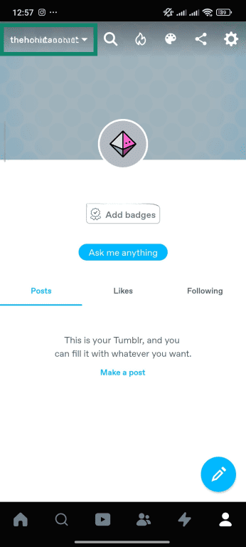 How to select between various Tumblr blogs on mobile