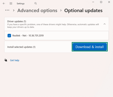A screenshot showing a driver ready to be updated.