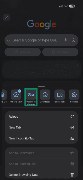 Settings on the Google Chrome app on iPhone.