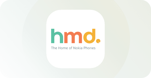 Logotipo de HMD Global sobre un fondo blanco