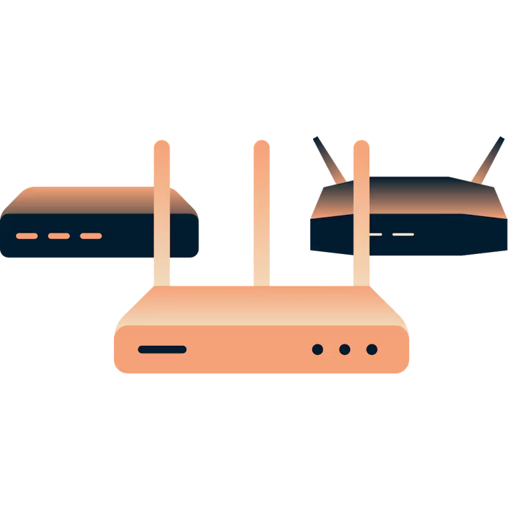 Tre forskjellige rutere.