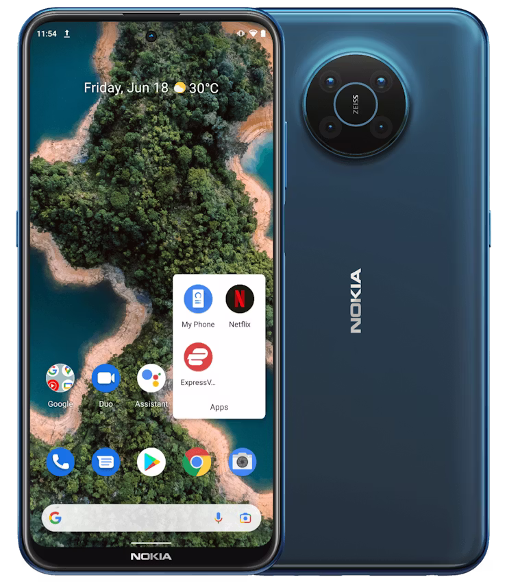 La aplicación de ExpressVPN en la pantalla de inicio del smartphone Nokia XR20. 