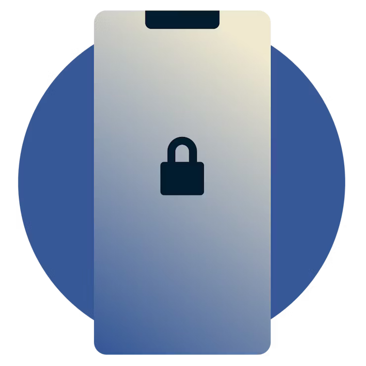 Un telefono cellulare con l'icona di un lucchetto.