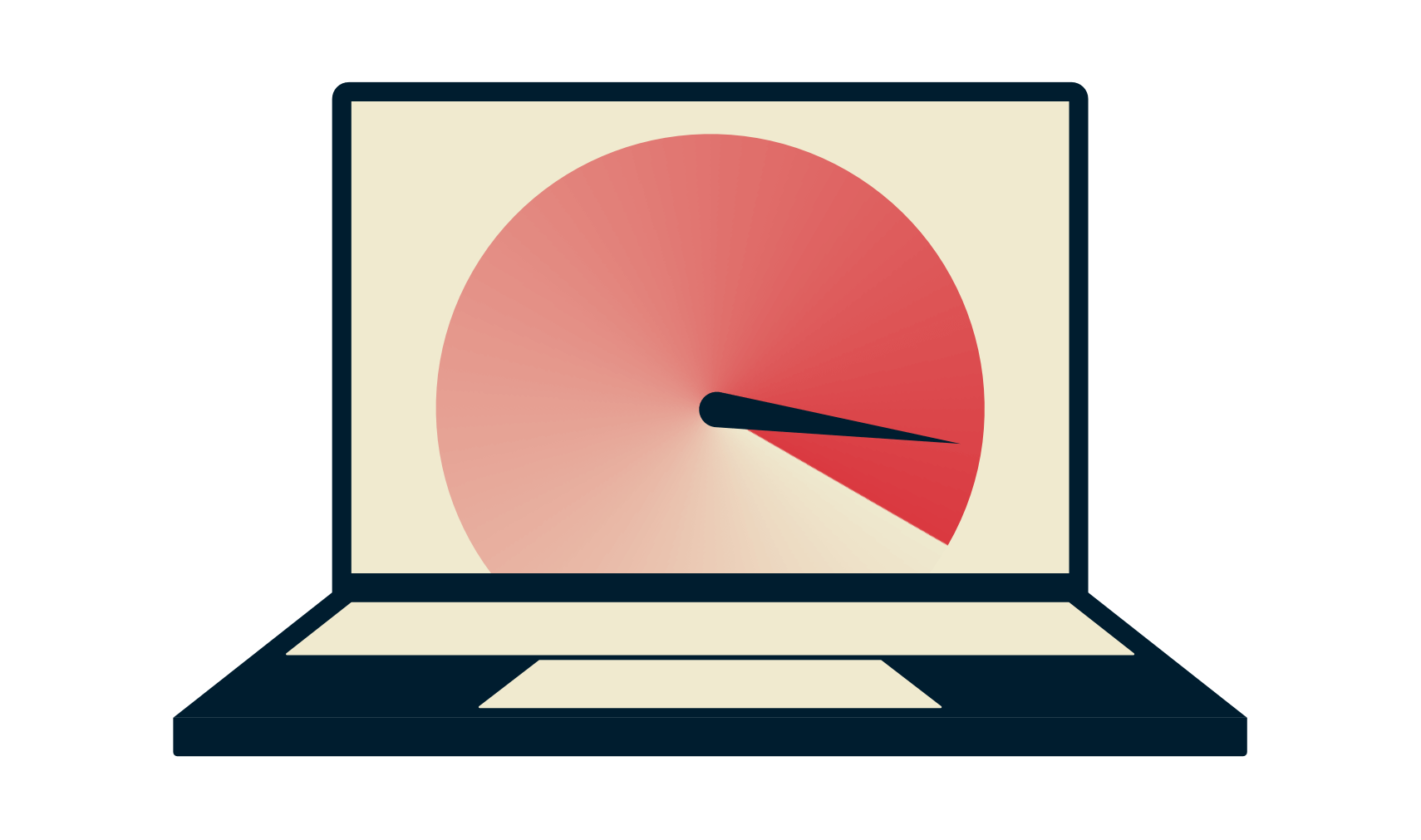 كمبيوتر محمول مع عداد السرعة