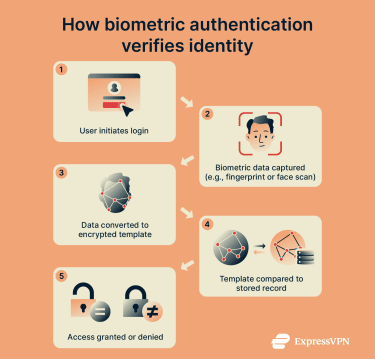 A diagram showing how biometric authentication works.